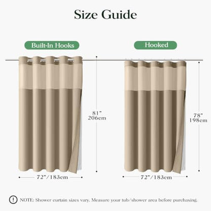 Dynamene Beige Hook Free Waffle Shower Curtain & Snap-in Fabric Liner,72x81