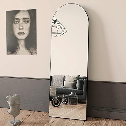 BEAUTYPEAK 64"x21" Arch Full Length Mirror, Hanging or Leaning Arched-Top Full Body Mirror with Stand for Bedroom, Dressing Room, Black