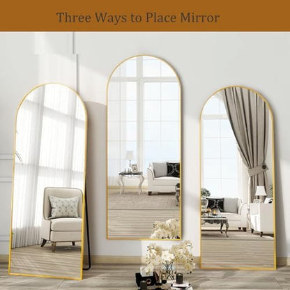 Dewfig Full Length Mirror, 70"x26" Arched Full Body Mirror, Gold