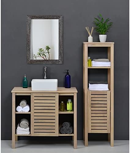 AAZZKANG Wall Mirror with Rectangle Wood Frame Rustic Decorative Hanging Mirrors for Bedroom Bathroom Living Room Home Office Small