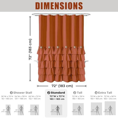 Seasonwood Orange Shower Curtain 72" W x 72" L,Dark Orange