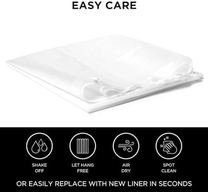 Hookless® It’s A Snap!® PEVA Snap-In Shower Curtain Liner, Water-Repellant, Easy Install, Frost White Color