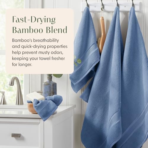 Springtree Home Luxury Bamboo Rayon Bath Towel Set | 6-Piece Set | Blue