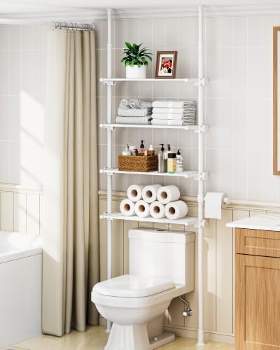 ALLZONE Tension Mount Over The Toilet Storage Shelf, No-Drill, Slim Design