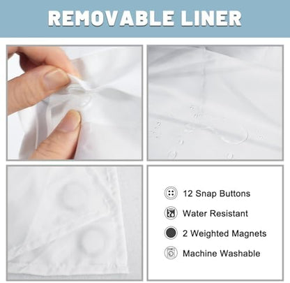 LXBNI No Hook Shower Curtain with Snap-in Liner, Gray White, 71 x 77 Inch