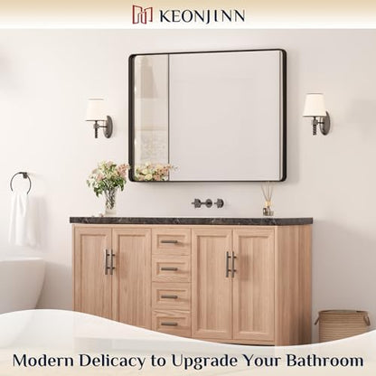Keonjinn 40 x 30 Inch Black Bathroom Mirrors for Over Sink, Tempered Glass