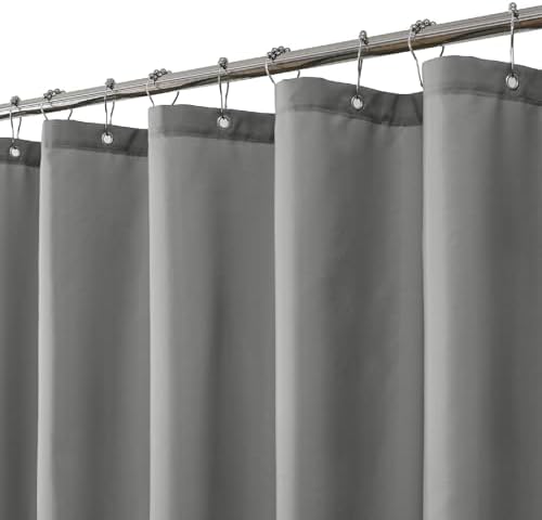 eachope Long Waterproof Fabric Shower Curtain Liner,72x78 Inch Grey