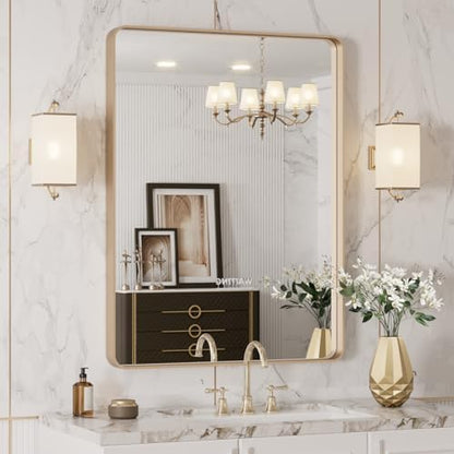 LOAAO 20"X30" Gold Bathroom Mirror