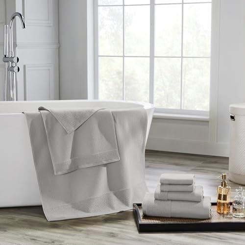Modern Threads Waffle-Rib 6-Piece Towel Set – Premium Cotton Bath Towels, Ultra-Absorbent & Soft, Elegant Waffle Texture for Bathroom & Spa, Oyster