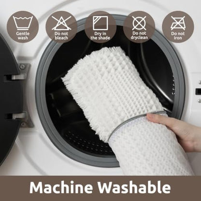 AMOAMI Waffle Bath Mat, Absorbent Bathroom Rugs Non Slip 17''x24'' White