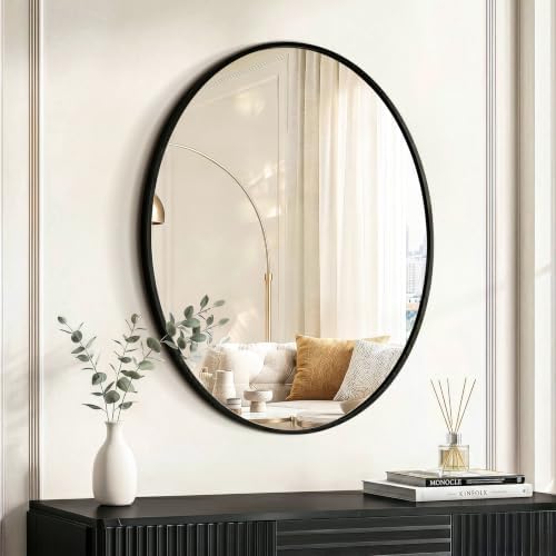 Black Oval Bathroom Mirror for Wall, 22"x28" Bathroom Vanity Mirror