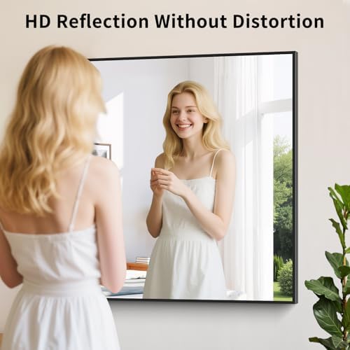 Koonmi Black Bathroom Mirror for Over Sink,Metal Framed 30"x30" Wall Mirror