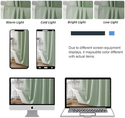 OWENIE Sage Green Stall Shower Curtain for Bathroom, 3D Embossed Textured Fabric Small Shower Curtain for Narrow Stall Size, Machine Washable Water Resistance, Hotel Style, 36" W x 72" L, Sage Green