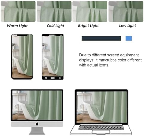 OWENIE Sage Green Shower Curtain for Bathroom 84 Inches Eatra Long, 3D Embossed Textured Cloth Waffle Shower Curtain, Modern Luxury Hotel Style, Water Repellent, Machine Washable, 72X84, Sage Green