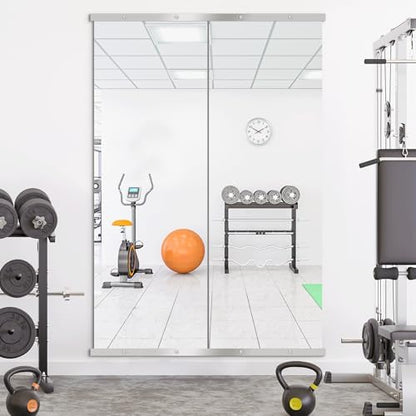 Home Gym Mirror for Wall, 70x24x2PCS Frameless Full Length Mirror, Silver