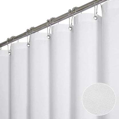 BTTN Narrow Linen Textured Waterproof Thick Shower Curtain, 54x72, White