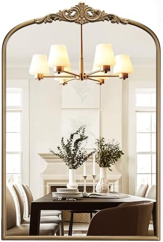 Vintage Gold Mirror, 24"x36" Antique Gold Bathroom Arched Mirrors