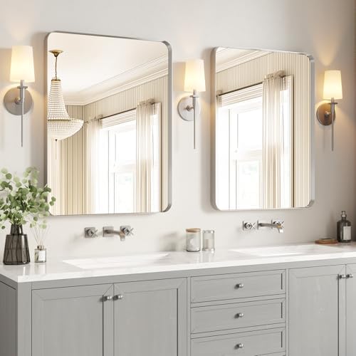 USHOWER Brushed Nickel Bathroom Mirrors 24"x36" 2 Pack