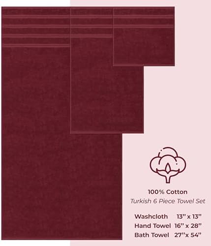American Soft Linen 100% Cotton Luxury Turkish Towels, 6 Piece Towel Set