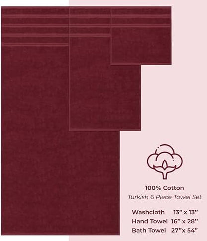 American Soft Linen 100% Cotton Luxury Turkish Towels, 6 Piece Towel Set