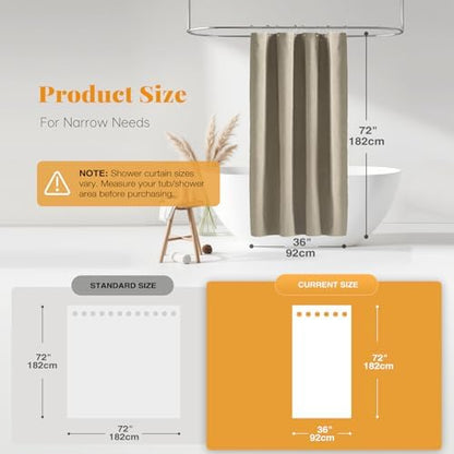 BTTN Stall Linen Textured Waterproof Cloth Shower Curtain, 36x72, Khaki/Tan