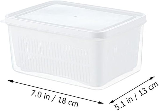 MAGICLULU Double Refrigerator Organizer Box Multifunctional Fridge Food Container for Fruits Vegetables Snacks Keeps Food Fresh Neat Tidy for Home Kitchen Storage
