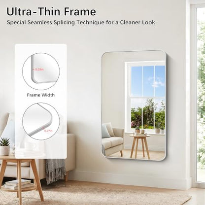 DESBING 50"x30" Bathroom Mirror for Over Sink, Silver Framed Wall Mirror