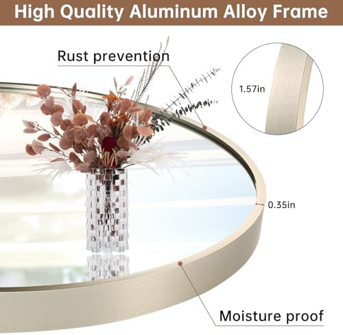 Brushed Nickel Mirror, 17"x30" Oval Bathroom Mirror, Oval Mirror