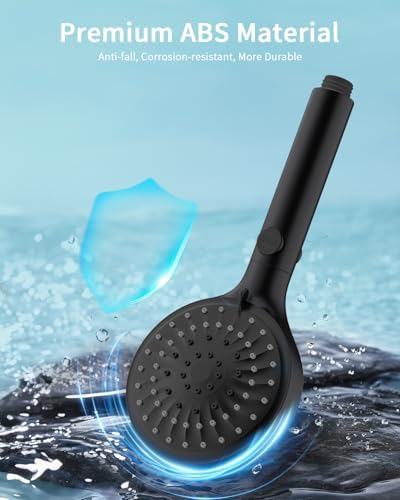 FASDUNT Shower Head with Handheld, High Pressure Showerhead with Hose Black