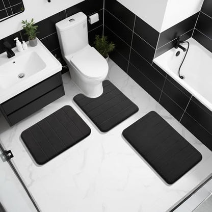 Yimobra Memory Foam Bath Mat, Soft Absorbent Bathroom Rug, 24x17, Black
