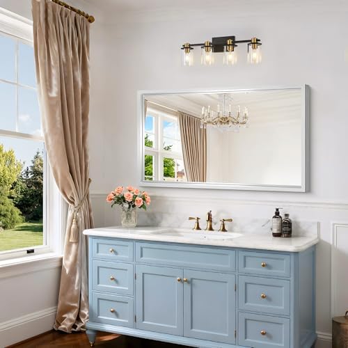 24 x 40 inch Brushed Silver Bathroom Mirror, Metal Framed Rectangle Mirror, 0.6" Thickened Deep Frame Mirrors for Living Room Bedroom Entryway, Tempered Glass, Antirust, Horizontal or Vertical