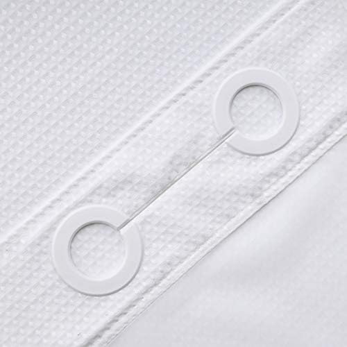 RiverDream Heavyweight Waffle No Hook Shower Curtain with Liner,White,71x86