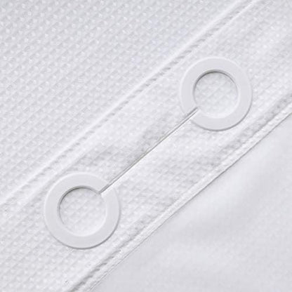 RiverDream Heavyweight Waffle No Hook Shower Curtain with Liner,White,71x86