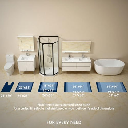 SUBRTEX Bathroom Rugs, U Shaped Chenille Bath Rug 24" x 20" Soft Short Plush Bath Mat Soft Shower Mat Water Absorbent Shower Mat Quick Dry Machine Washable, Pink