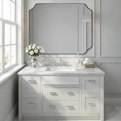 ANDY STAR 32"x40" Chrome Bathroom Scalloped Mirror for Wall