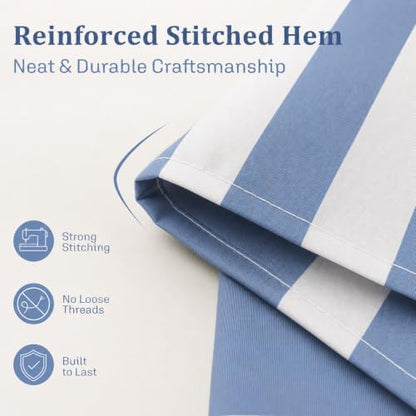 Ohocut Vertical Striped Shower Curtain, Cute Retro Vintage Blue Stripe Bathroom Shower Curtain, Waterproof Polyester Fabric Modern Bath Curtain for Bathroom 72x72 Inches Blue