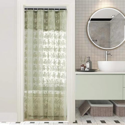 Sage Green Lace Shower Curtain 36x72, Boho for Narrow Stalls and RVs
