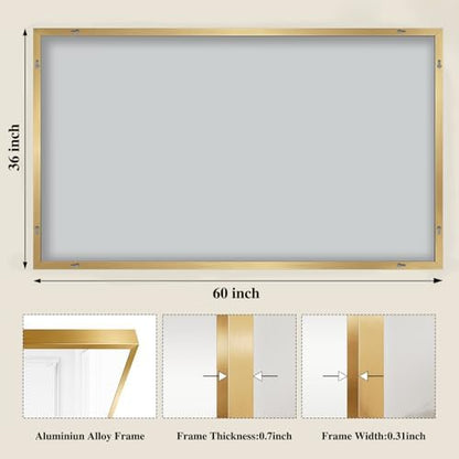 Koonmi Gold Mirrors for Wall, 36x60 Inch Bathroom Mirror, Rectangular Wall Mirror for Living Room Bedroom Bathroom, Hangs Horizontally or Vertically
