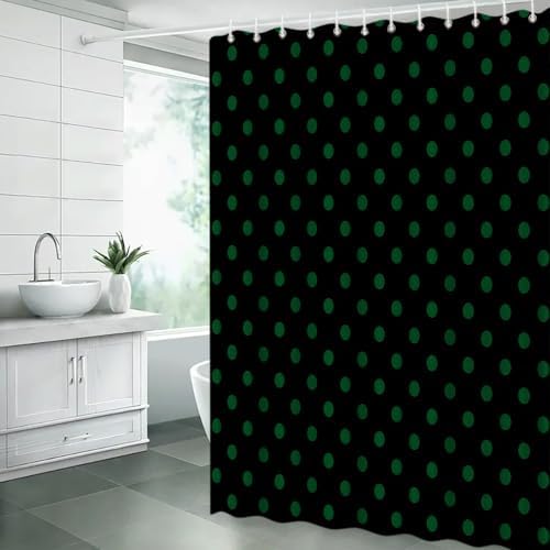 Polka Dot Shower Curtain Bathroom Decor with Hooks,70" Wx75 H
