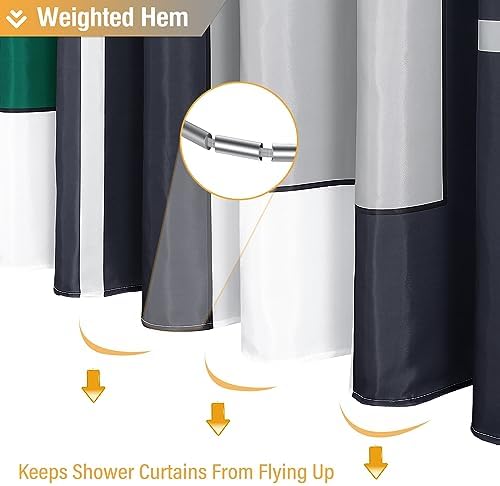 BTTN Emerald Green Modern Geometric Waterproof Shower Curtain Set, 72 x 72
