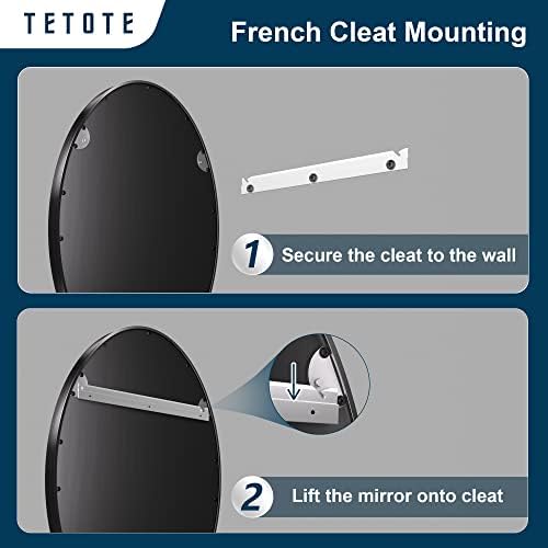 TETOTE Black Oval Bathroom Mirror, 24 x 36 Matte Black Framed Wall Mounted Mirror for Vanity, Modern Decorative Shatterproof Oval Wall Mirrors for Entryway, Living Room, Bedroom