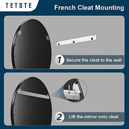 TETOTE Black Oval Bathroom Mirror, 24 x 36 Matte Black Framed Wall Mounted Mirror for Vanity, Modern Decorative Shatterproof Oval Wall Mirrors for Entryway, Living Room, Bedroom
