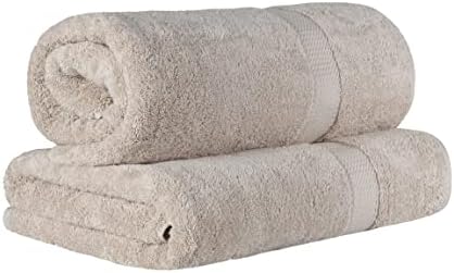 SUPERIOR Egyptian Cotton Pile Heavyweight Bath Sheet, 2 Piece Set, Stone