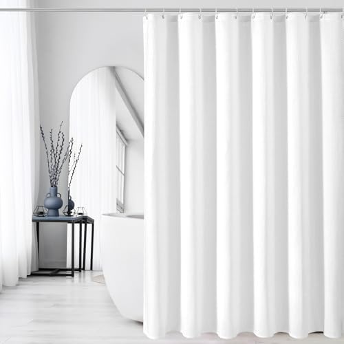 Gibelle 230GSM Heavy Duty Fabric White Shower Curtain, 72 X 72