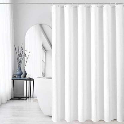 Gibelle 230GSM Heavy Duty Fabric White Shower Curtain, 72 X 72