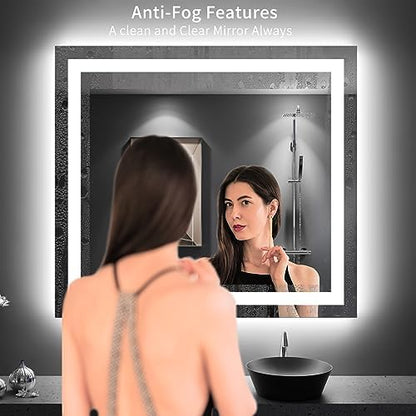 LOAAO 40"X36" LED Bathroom Mirror with Lights, UL Listed