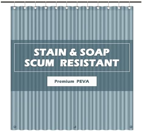EHZNZIE Stone Blue Shower Curtain Liner 72x72, PEVA Waterproof Bath Curtain, No Chemical Smell, 3 Weighted Magnets, Durable with Rustproof Metal Grommets