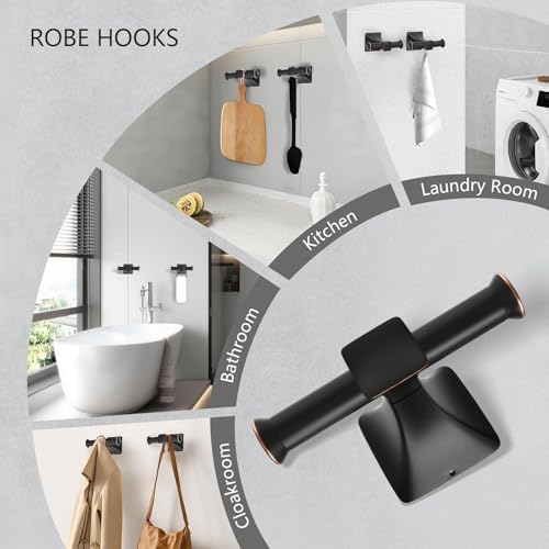 SUS304 Stainless Steel Bathroom Hardware Set, 5-Piece Matte Black Wall Mounted Towel Rack Accessories Set, 24 Inch Towel Bar, Towel Ring, Toilet Paper Holder, Towel Hooks, Multipurpose for Bathroom