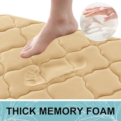 OLANLY Memory Foam Bath Mat Rug 70x24, Ultra Soft Bathroom Rugs, Beige