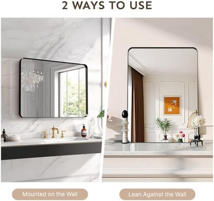 30"x22" Bathroom Vanity Mirror for Wall Aluminum Framed Farmhouse Rectangle